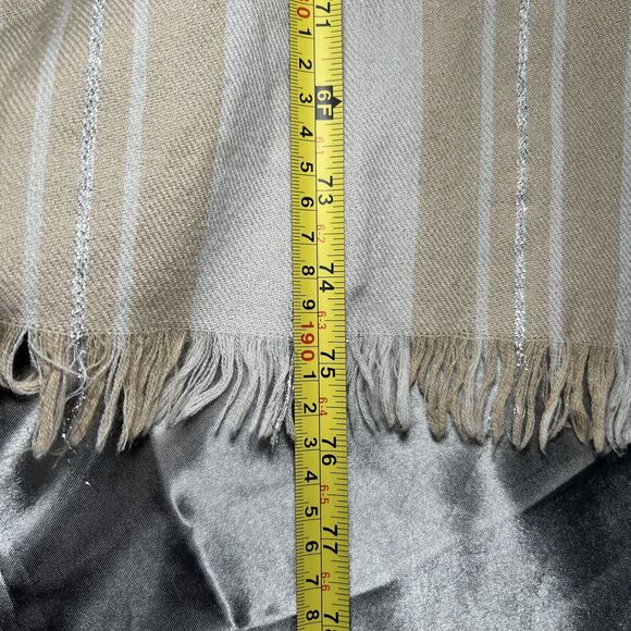 J. Crew Lambswool Plaid Scarf Preppy Beige Tan Silver Fall Winter Fringe 76"x20" - Picture 13 of 13